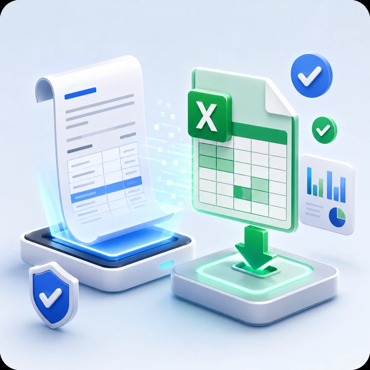 Documento contable convertido y exportado a Excel