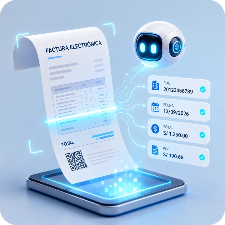Inteligencia artificial extrayendo datos de una factura electrónica