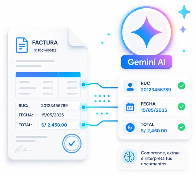 Gemini AI comprendiendo y extrayendo datos de una factura